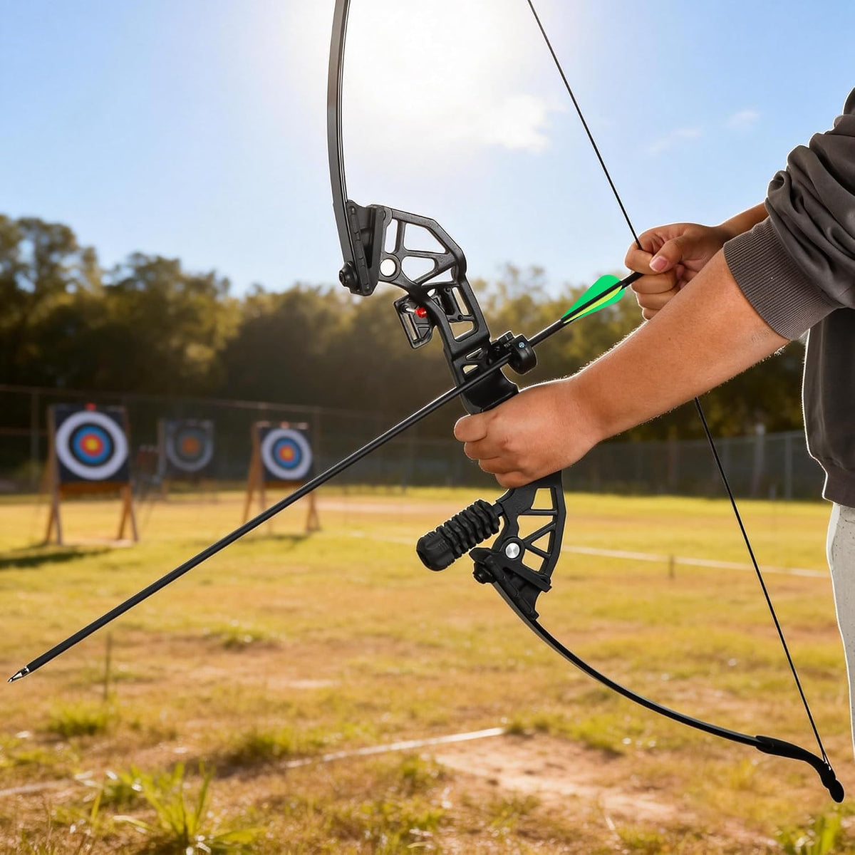 14 Pack 30" Archery Carbon Arrows,Practice Hunting Arrow with Removable Tips Shaft Spine 500 Suitable for Recurve Bows