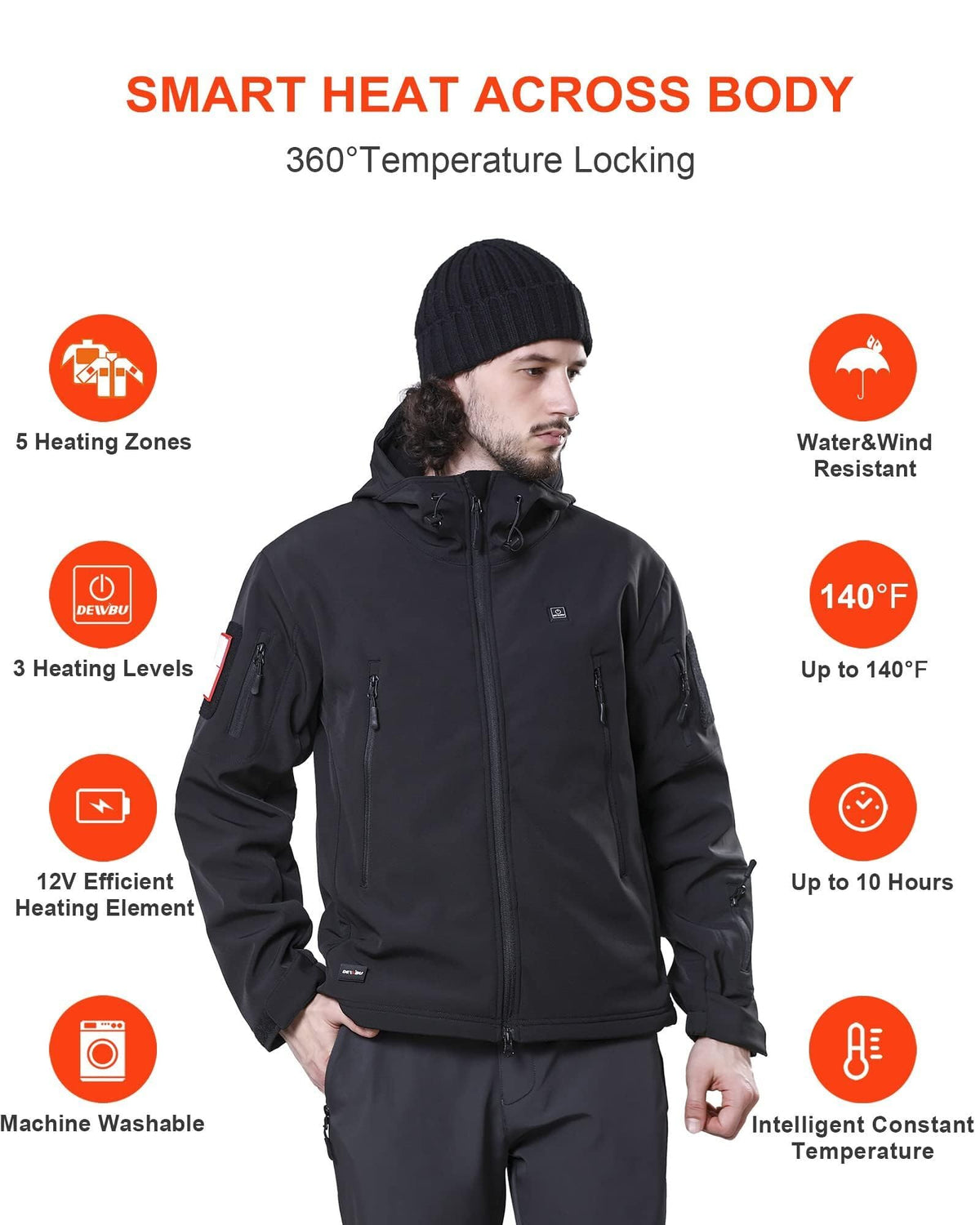 DEWBU Heated Jacket for Men with 12V Battery Pack