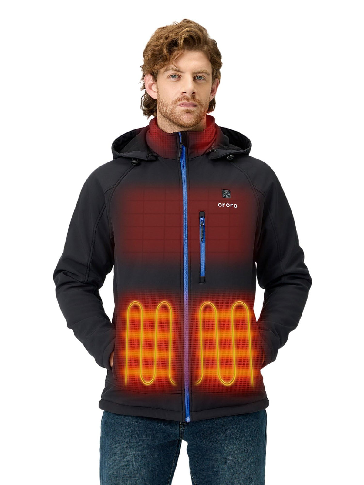 ORORO Men's Classic Heated Jacket, Water Wind Resistant Softshell Jacket