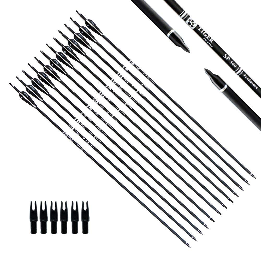 30" Carbon Arrows for Compound Recurve Bow Hunting Target
