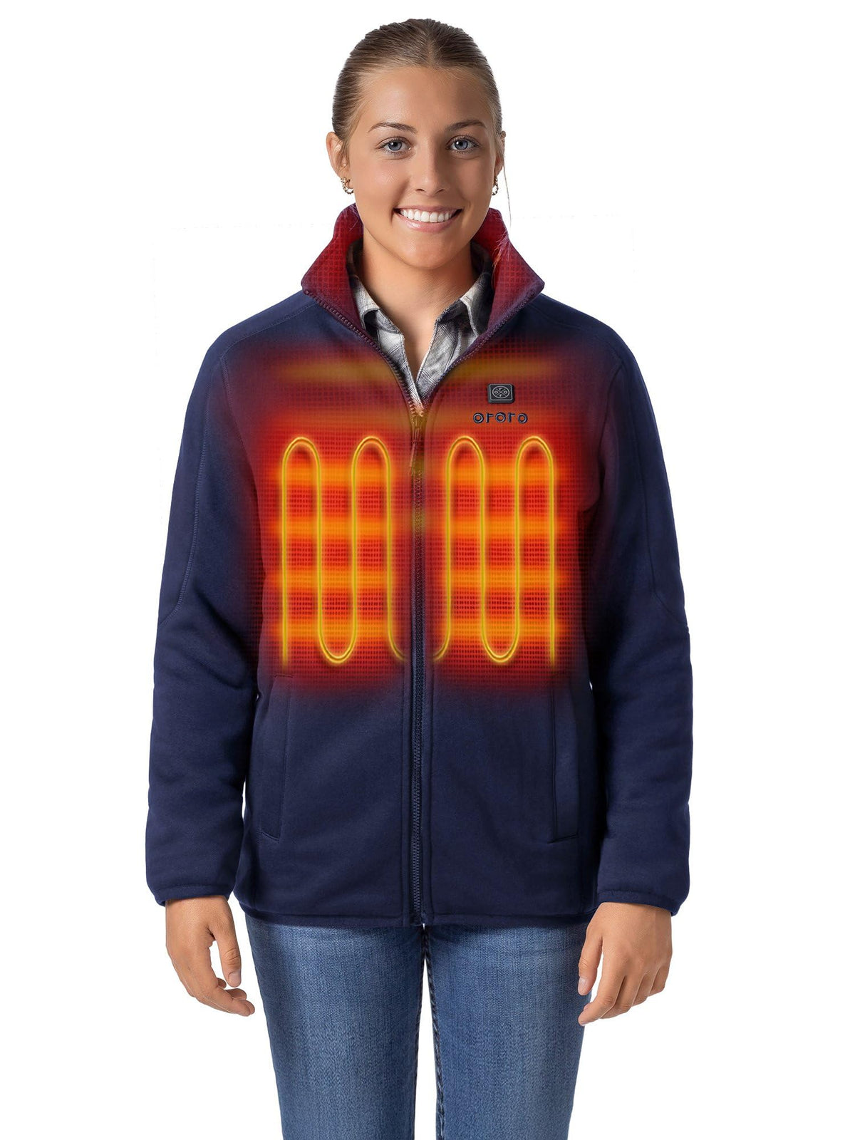 ORORO Women’s Heated Fleece Jacket, Lightweight 4-Zone Heating Layer