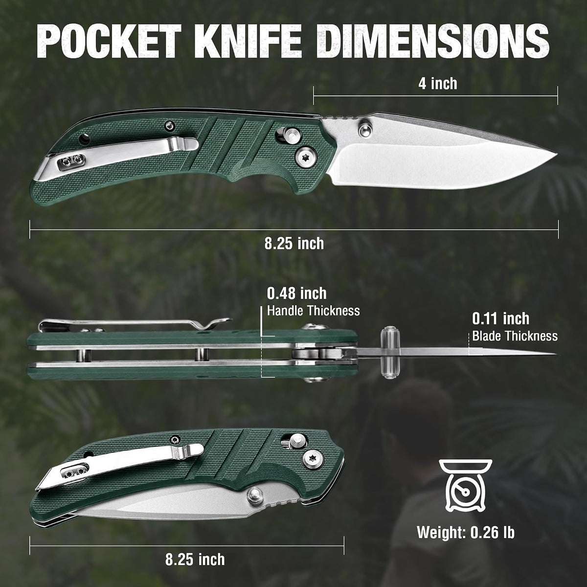 Mossy Oak Folding Pocket Knife, 4" Stonewash Stainless Steel Blade