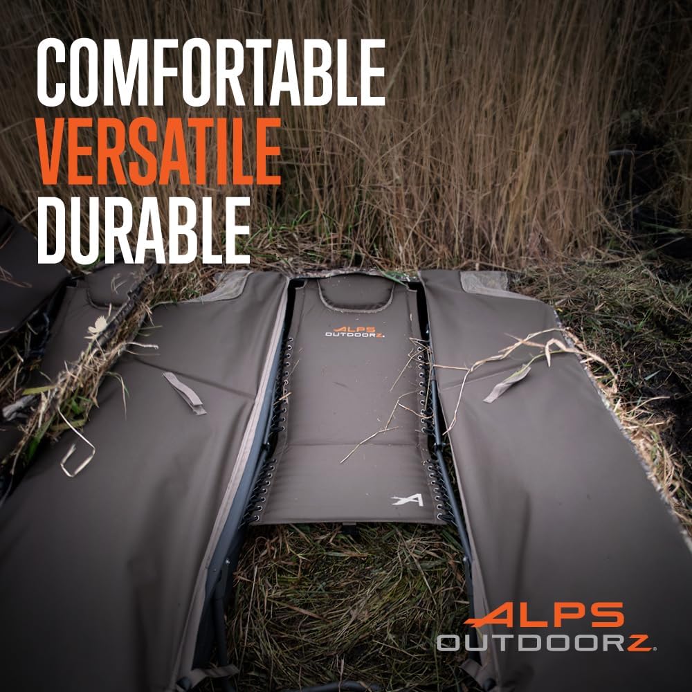 ALPS OutdoorZ Zero-Gravity Layout Blind - Advanced Hunting Blind, with Flared Fabric, Heavy-Duty Stakes, Padded Seat & Headrest, Gear Pockets, and Backpack Straps