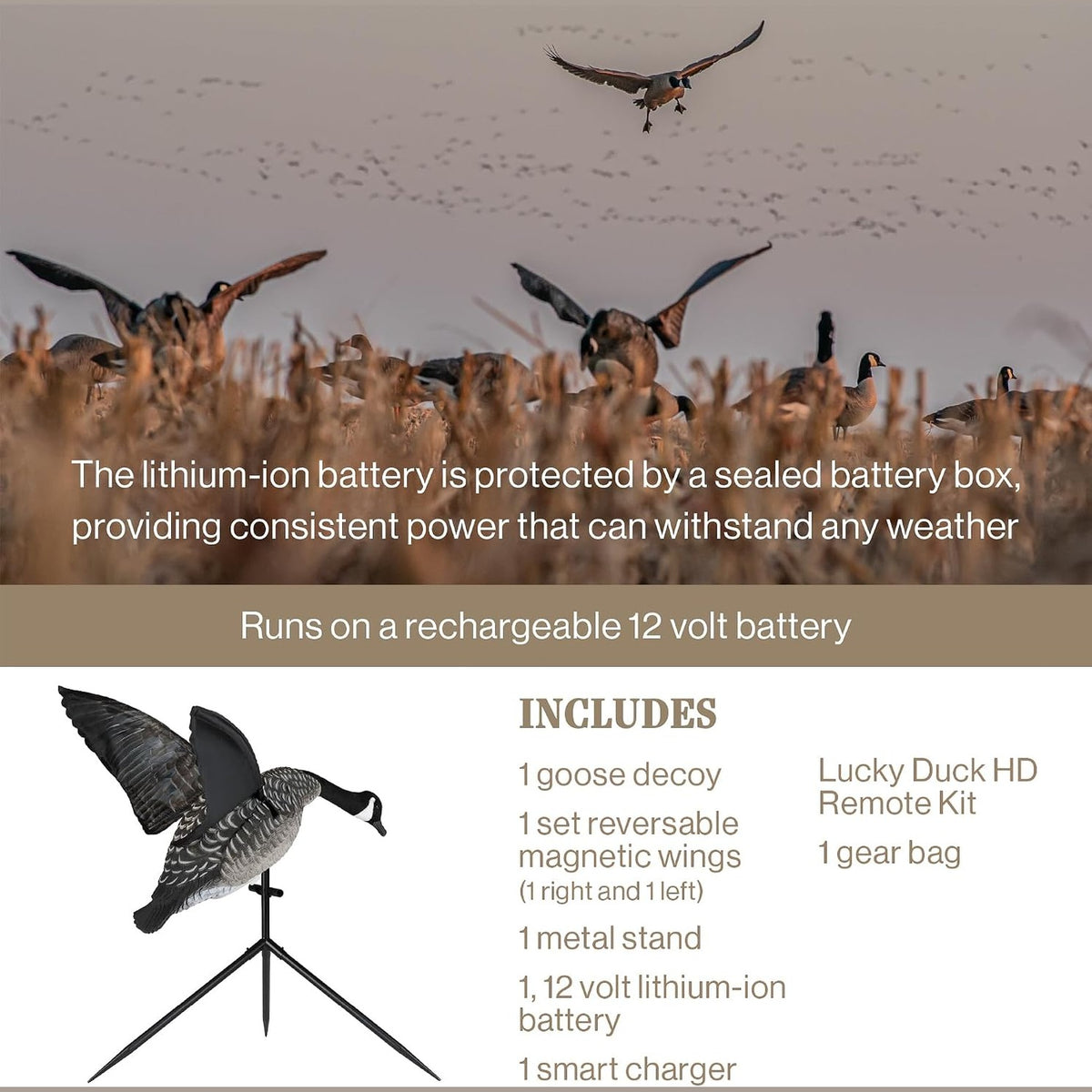 Lucky Duck Super Goose Flapper HDI, Remote Control All Weather Decoy