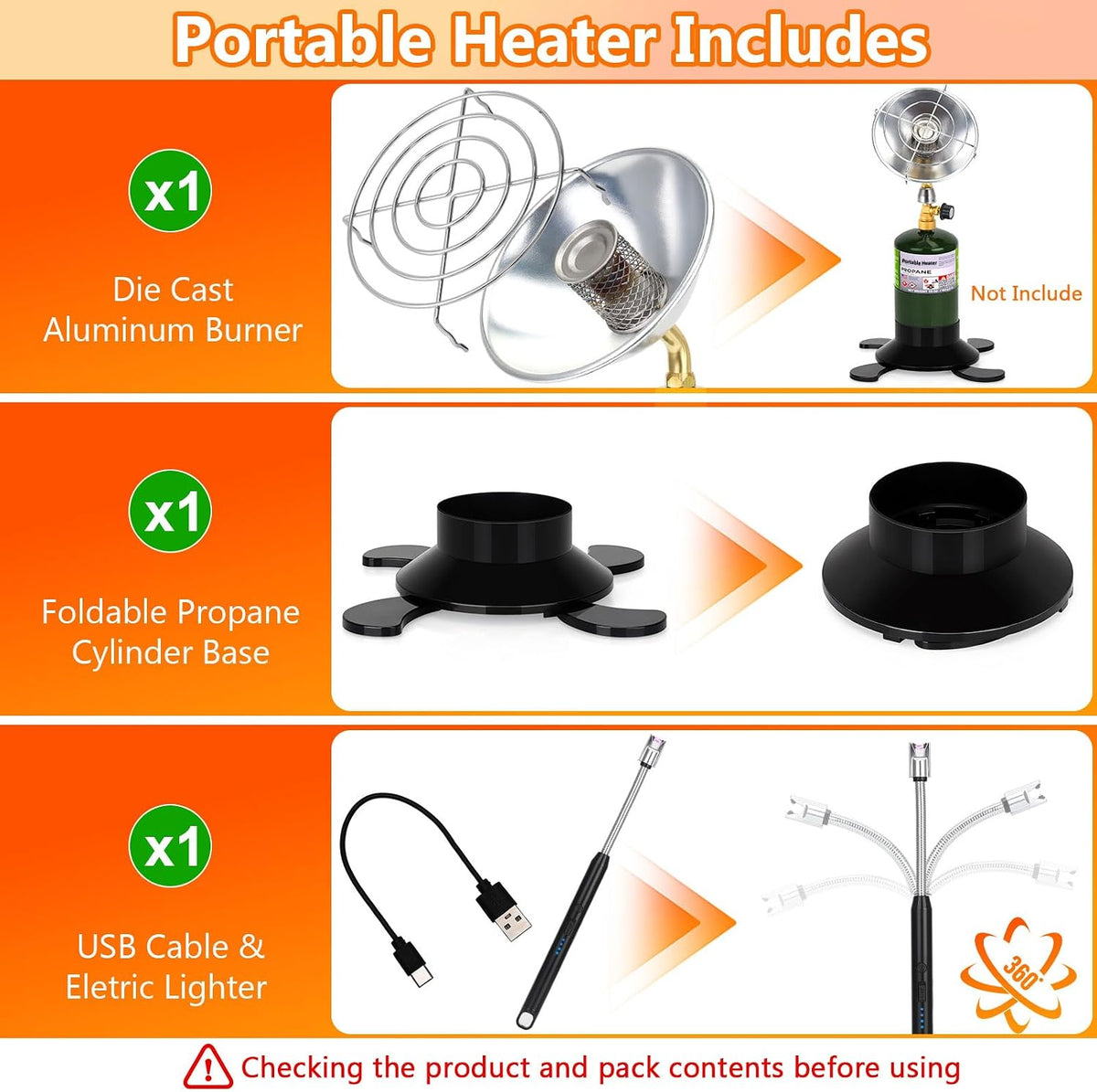 Portable Propane Heater for Camping Outdoor, Space Patio Tent Heater