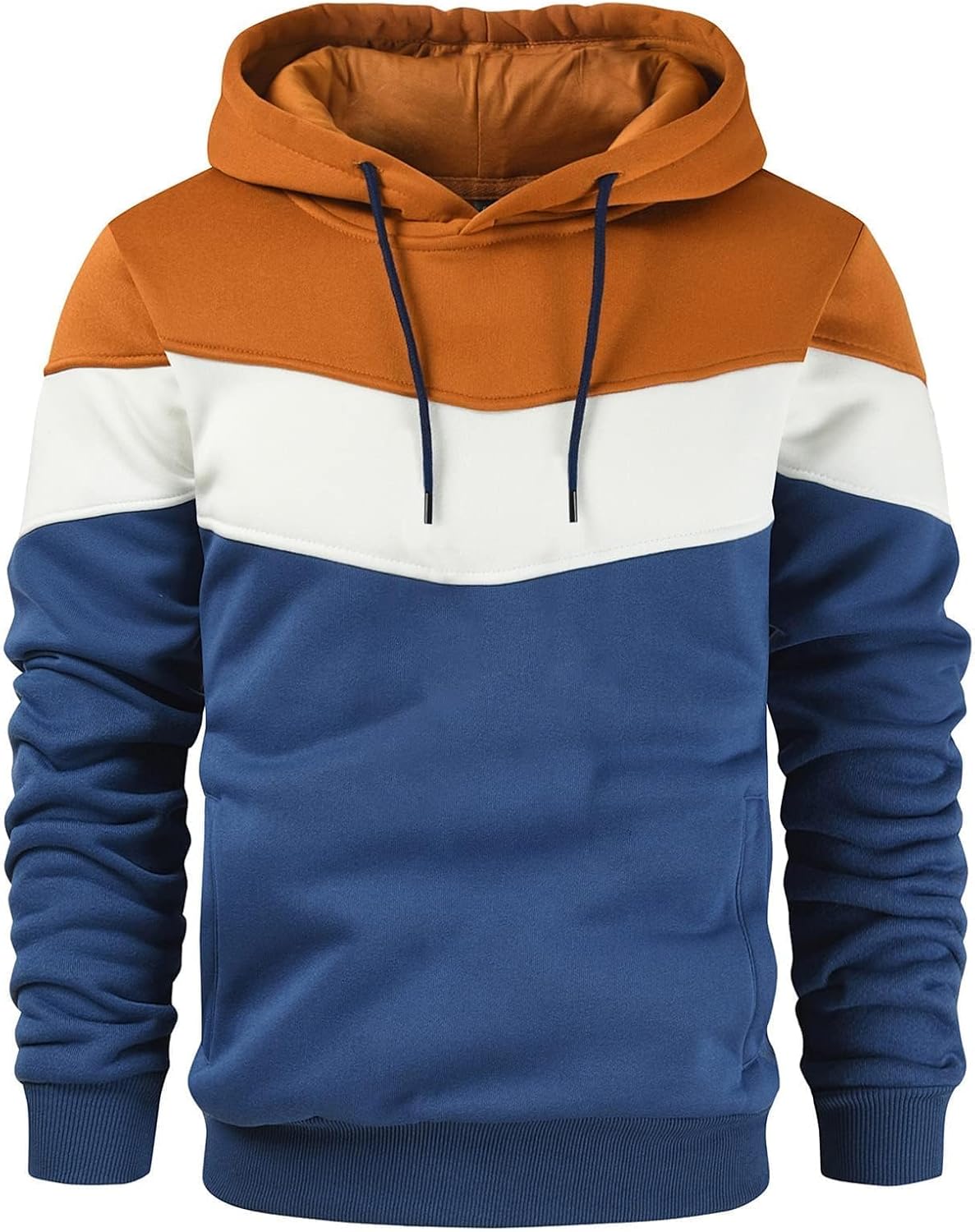 Gesean Men's Novelty Color Block Pullover Fleece Hoodie Casual Sweatshirt
