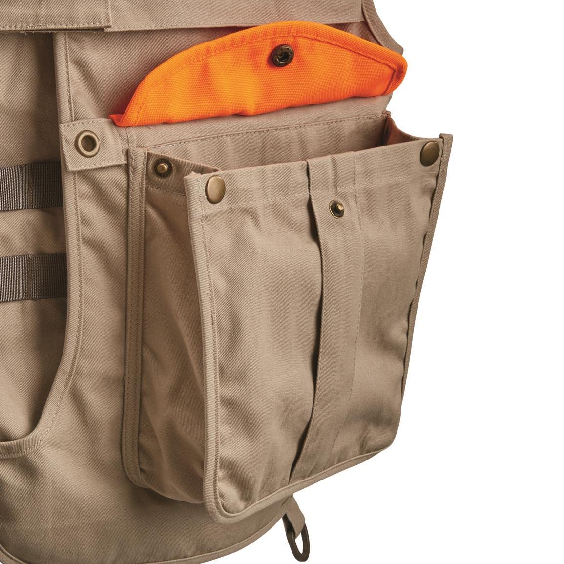 Guide Gear Men's Upland Vest for Bird Hunting, Orange with Back Game Pouch