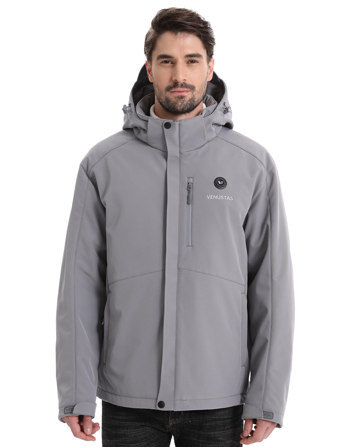 Venustas Men's Waterproof Heated Jacket with Battery & Detachable Hood