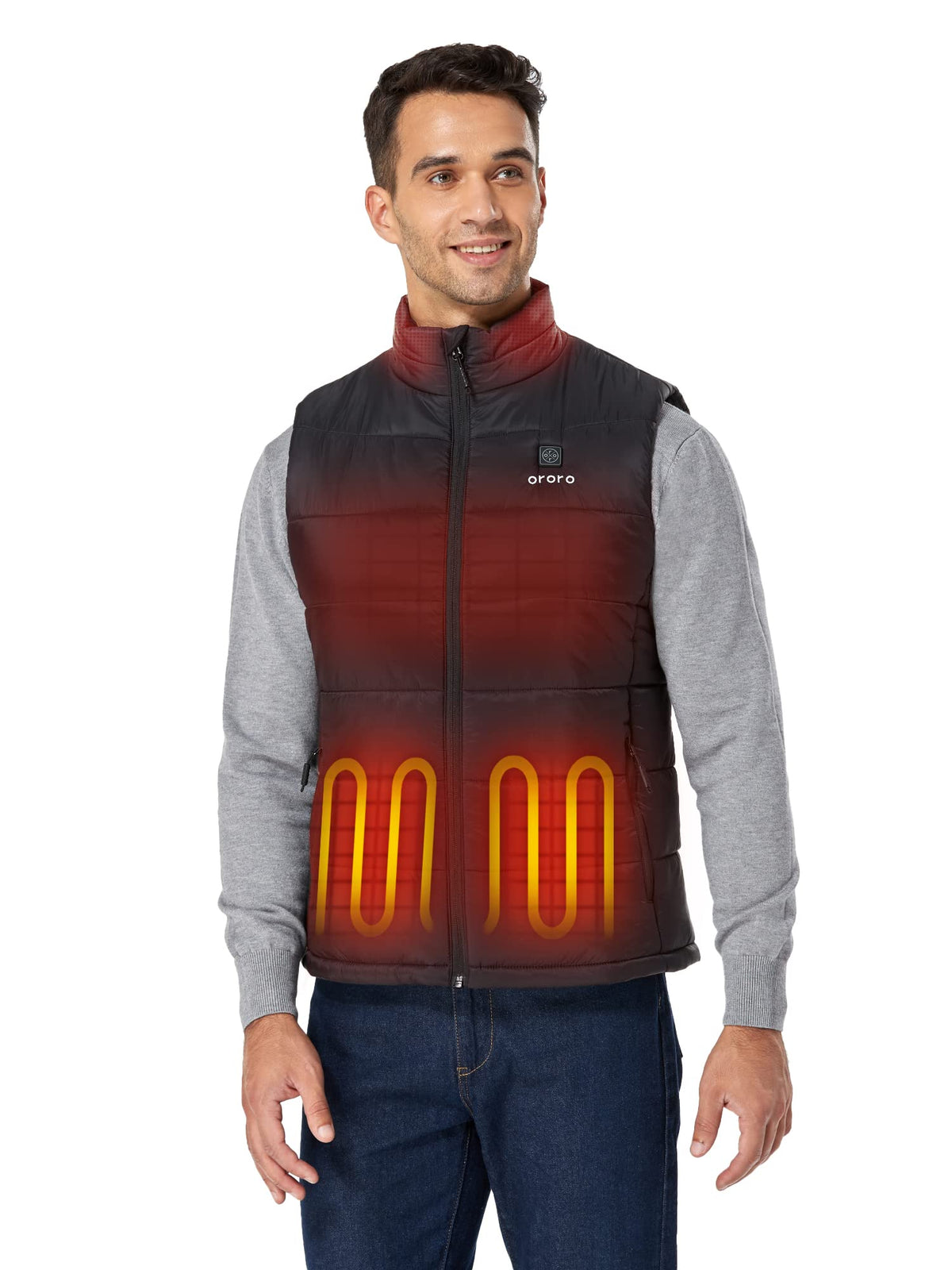 ORORO Men's Heated Vest Lightweight 4-Zone USB-C Battery Heated Puffer Vest
