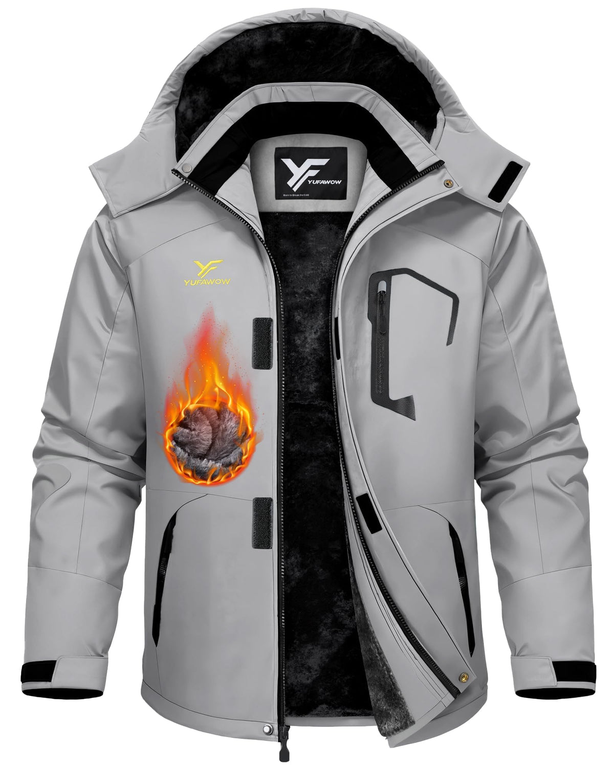 Yufawow Men Winter Jacket Skiing Jacket Insulated Fleece Lined Waterproof Windbreaker for Snowboard Hiking Camping ATV Outdoor Work
