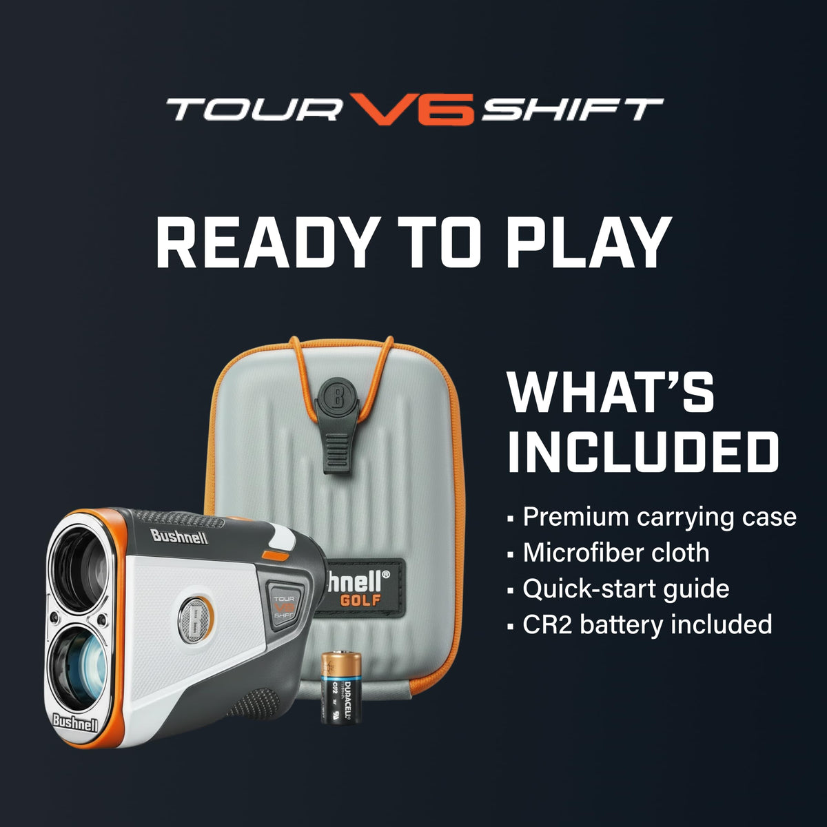Bushnell Golf Tour V6 Shift Laser Rangefinder with Slope Compensation, 1300-Yard Range, Flag Lock Vibration, Magnetic Cart Mount, 6X Magnification, Waterproof – Tournament Legal