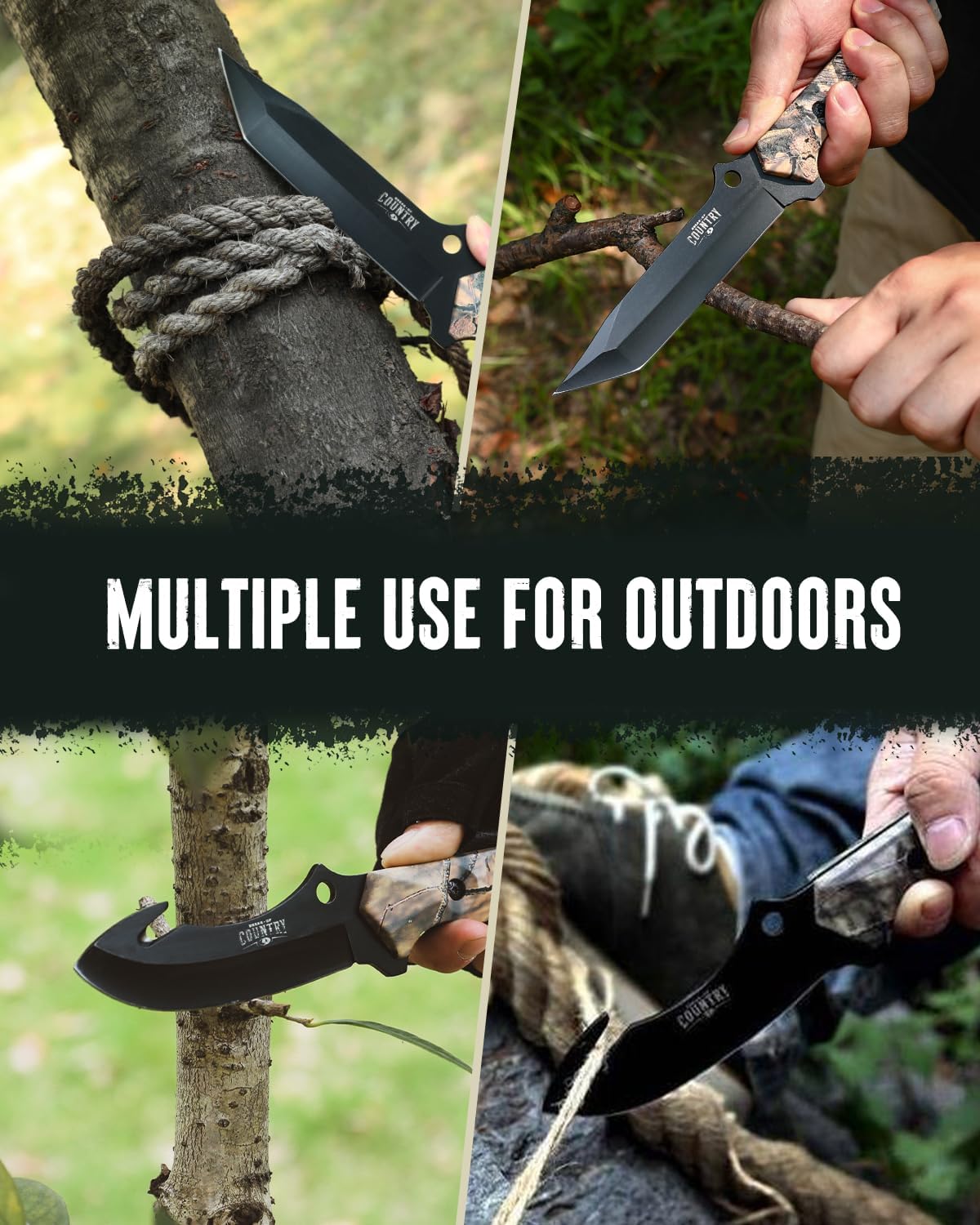 MOSSY OAK Fixed Blade Hunting Knife Set - 2 Piece, Sheath Included