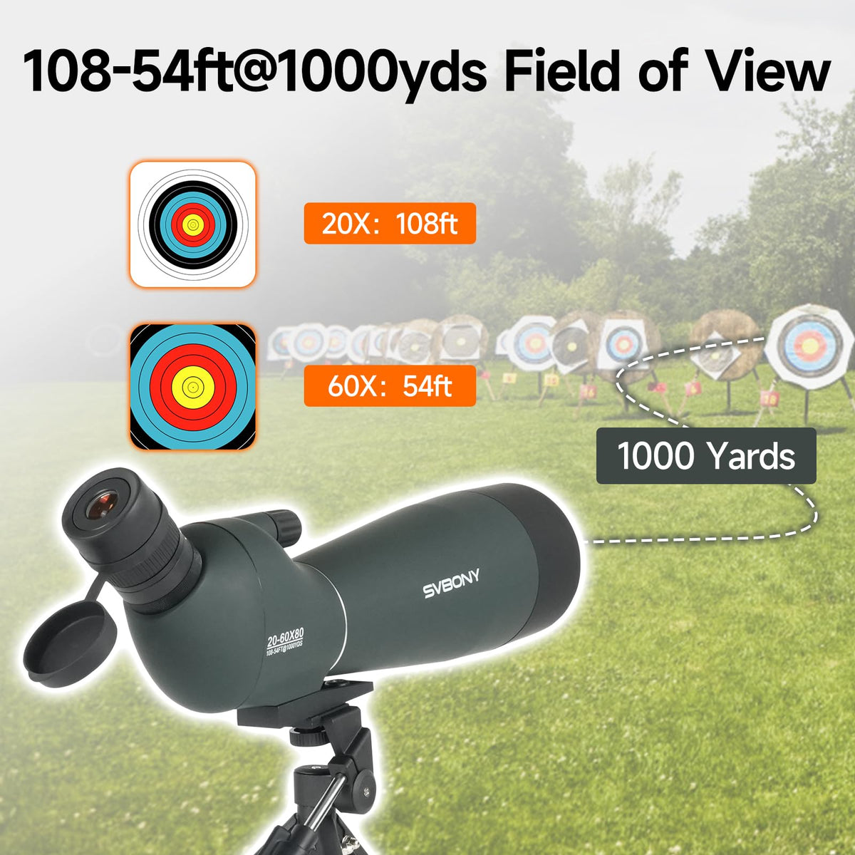 SVBONY SV28 Spotting Scope, Angled 25-75x70 with Tripod for Target Shooting