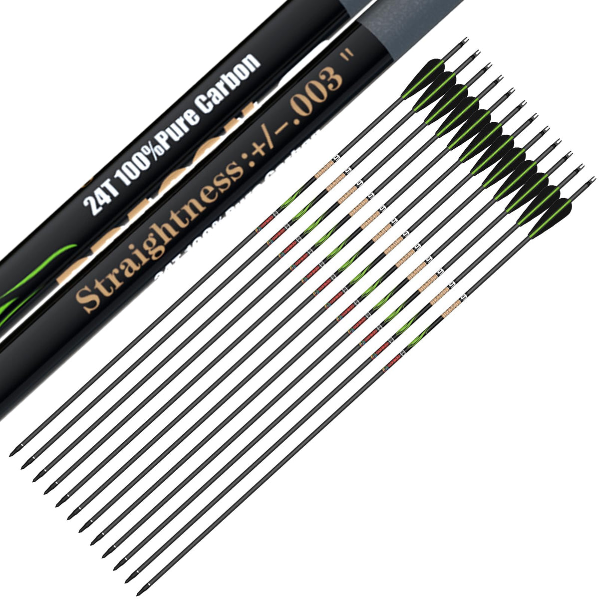 Sanlida Dragon 10/9/8 Hunting Carbon Arrows for Compound Bows, 12/24 PCS