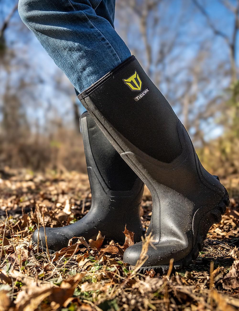 TIDEWE Rubber Boots for Men, Waterproof Rain Boots with Steel Shank