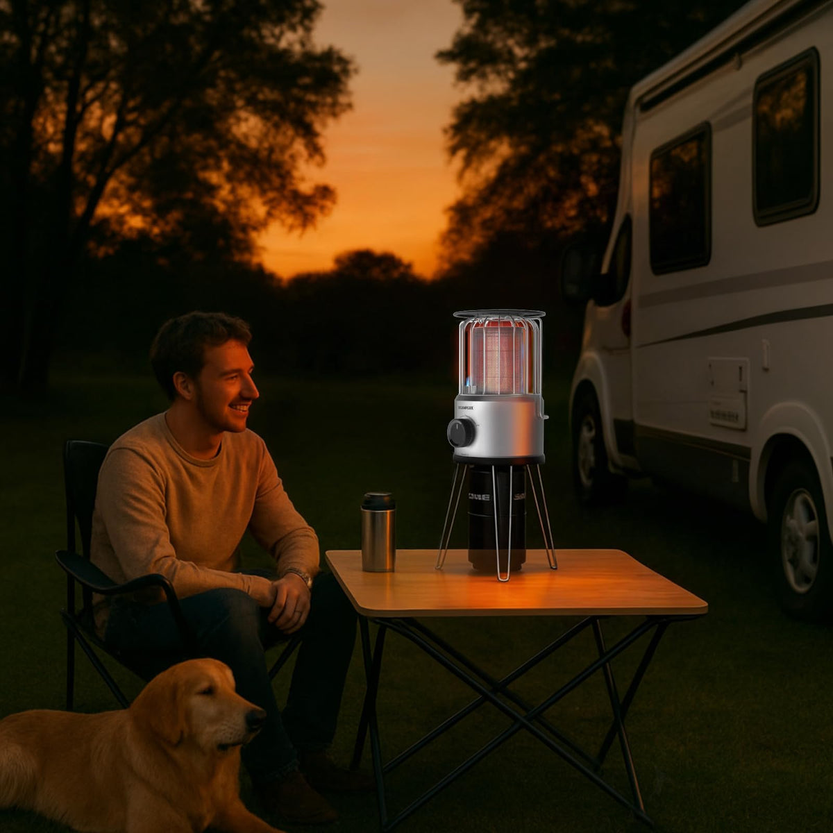 CAMPLUX Portable Propane Heater Outdoor and Indoor, 12000 BTU LP Gas Buddy Heater for Camping with ODS & Tip-over Protection, 1lb Propane Radiant Heating with LED light, Red