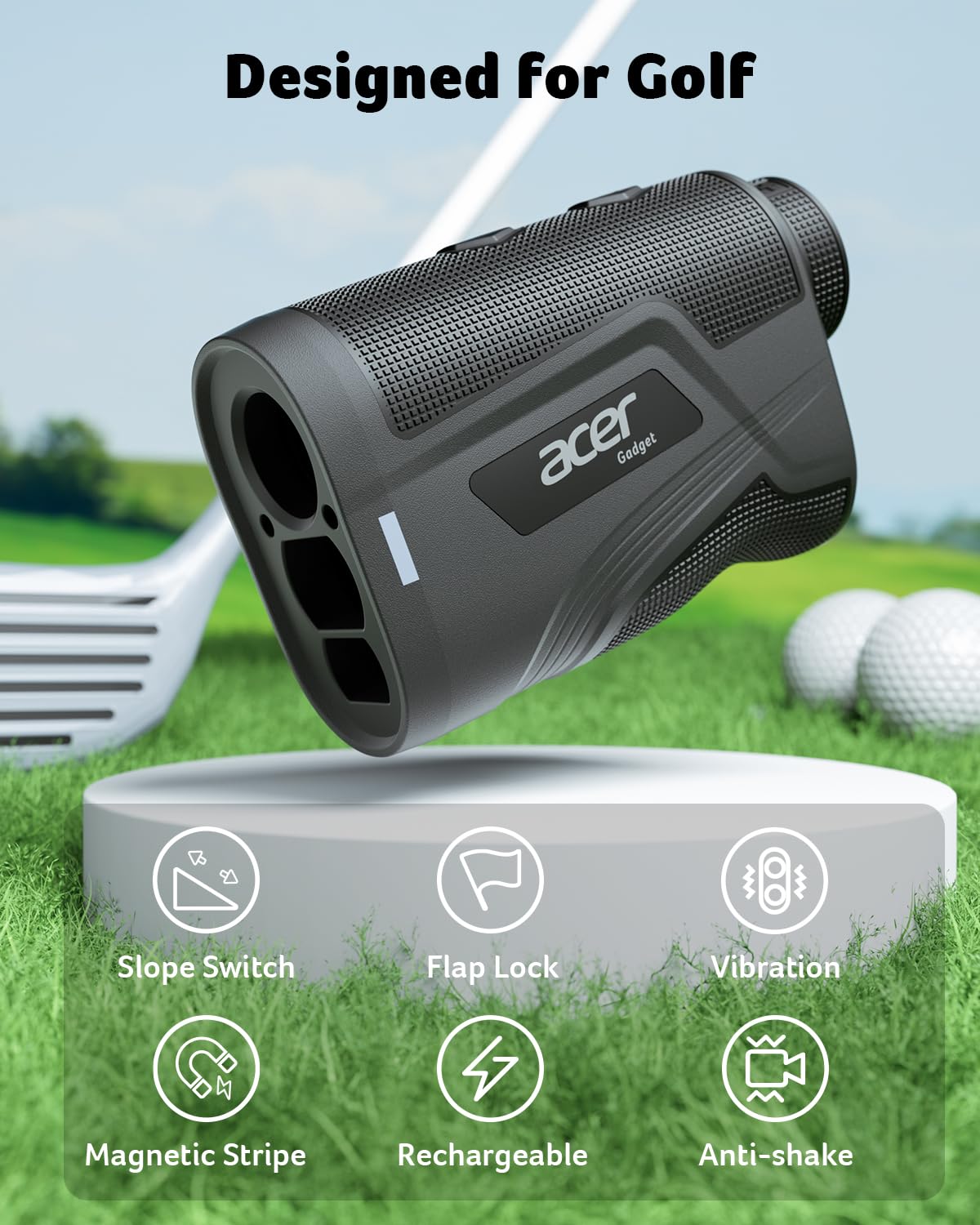 Acer Gadget Golf Rangefinder with Slope On/Off, 800/1200Yards, Golf Gifts