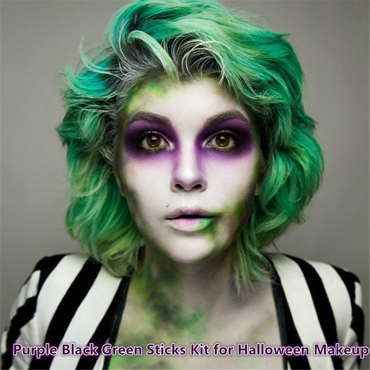 Go Ho 3 Colors Camo Face Paint Sticks,Waterproof Cream-blendable Sticks,Hunting Face Body Paint Professional Foundation SFX Makeup,Safe Face&Lip Smacking for Halloween(Green+Black+Brown)
