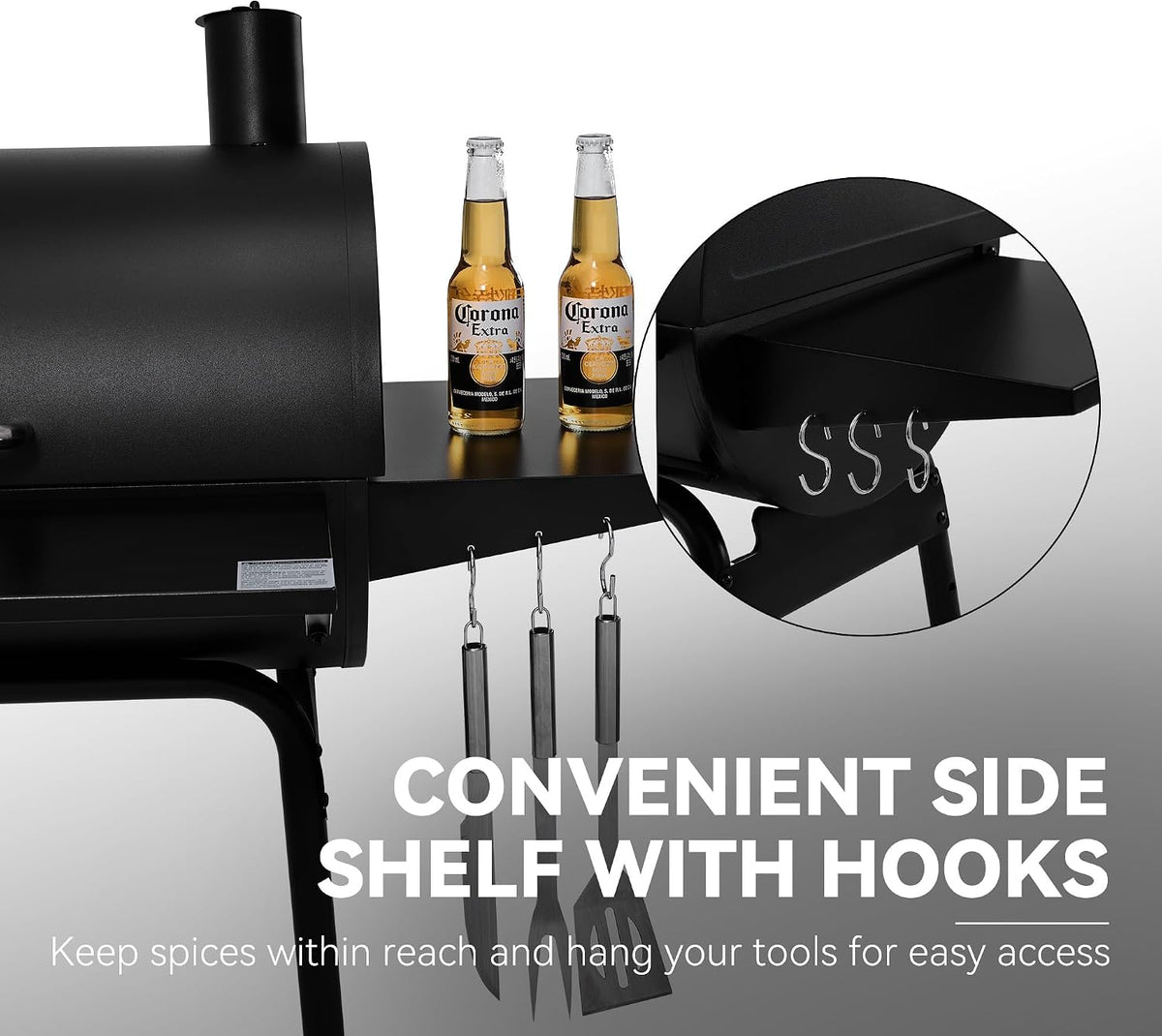 Royal Gourmet CC1830S BBQ Charcoal Grill and Offset Smoker, Outdoor Camping