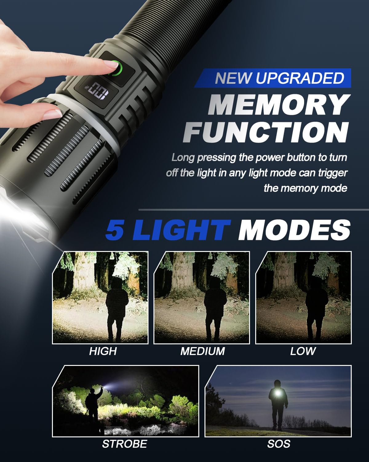 Victoper LED Flashlight 2 Pack, Bright Tactical Torch High Lumens 5 Modes, Waterproof Zoomable Flash Light for Outdoor, Birthday Gifts for Men, Dorm Room Hiking Camping Essentials Gear for Guys