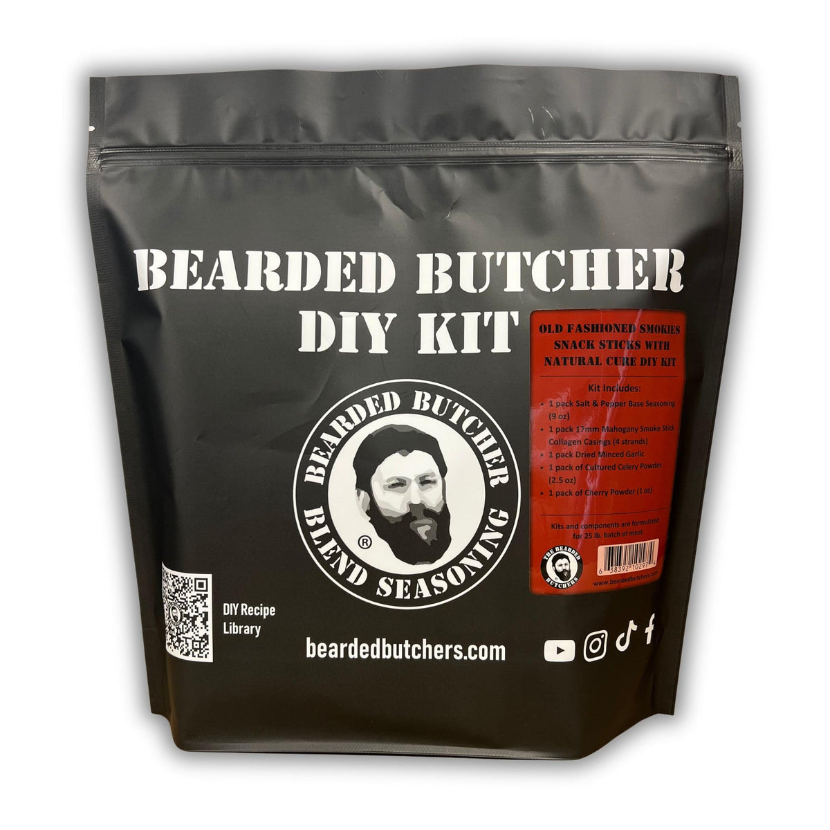 Bearded Butchers Original Snack Stick Seasoning Kit with Casings & Cure