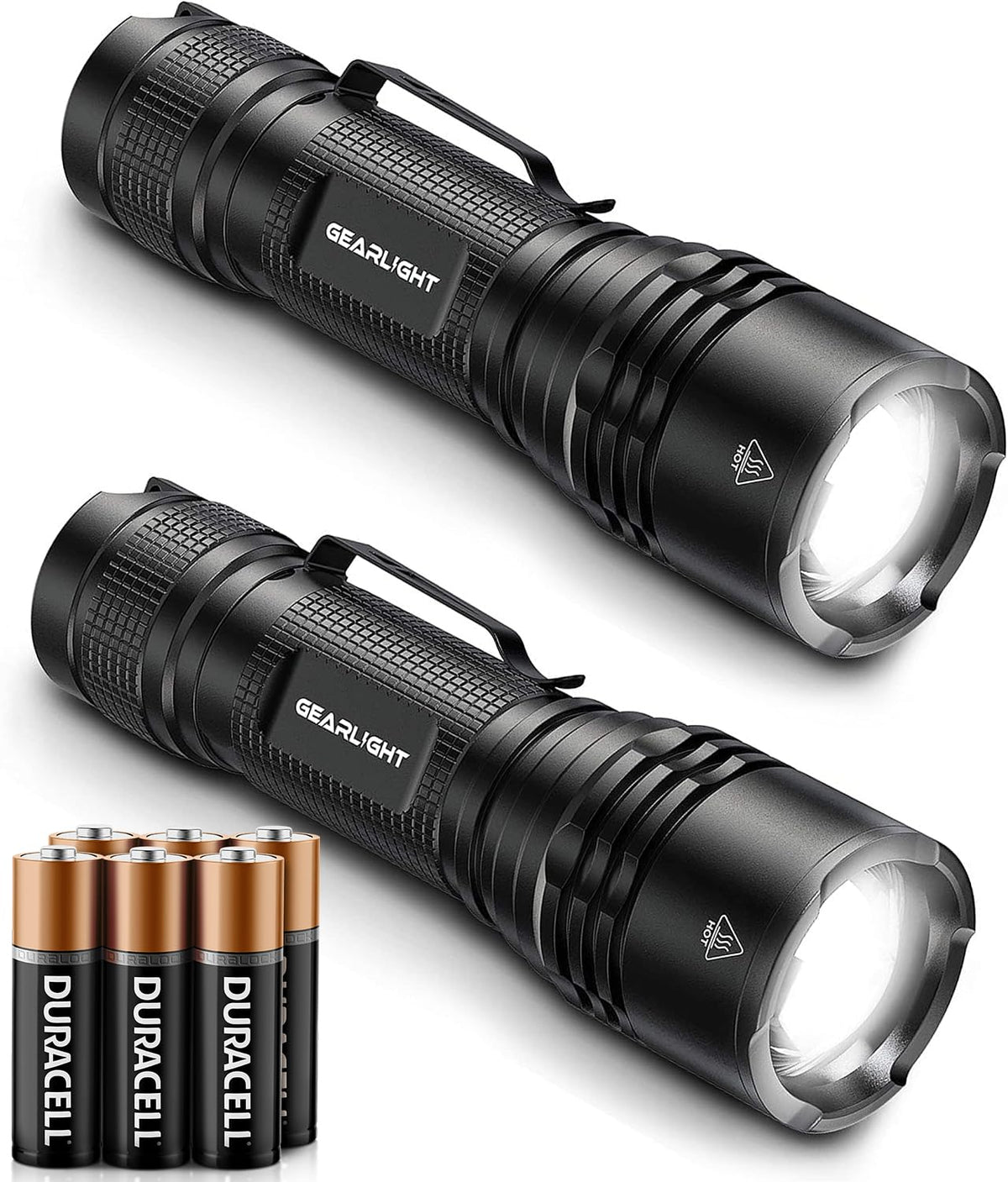 GearLight TAC LED Flashlight Pack - 2 Super Bright, Compact Tactical Flashlights with High Lumens for Outdoor Activity & Emergency Use - Gifts for Men & Women - Desert Tan