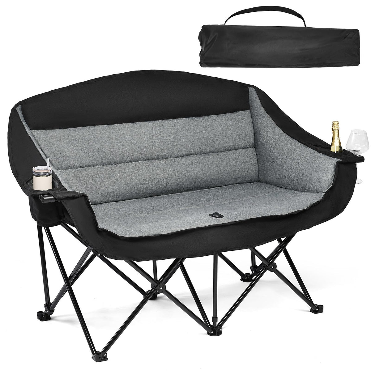 Heated Oversized Camping Chair - Heavy Duty Padded Comfy Warm Outdoor Chair