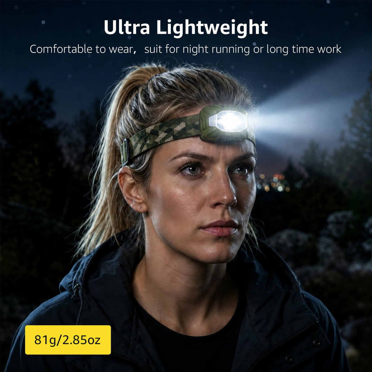 Lepro LED Headlamp Rechargeable IPX4 Waterproof Headlight 5 Modes - Black
