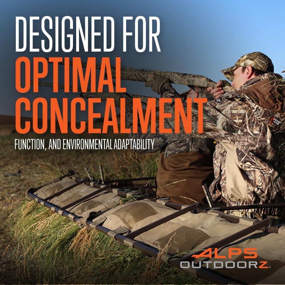 ALPS OutdoorZ Alpha Waterfowl Blind - Durable Hunting Blind, with Push Open Shooting Doors, Full-Length Side Access, Removable Gun Rests, Mesh Pockets, and Dog Doors