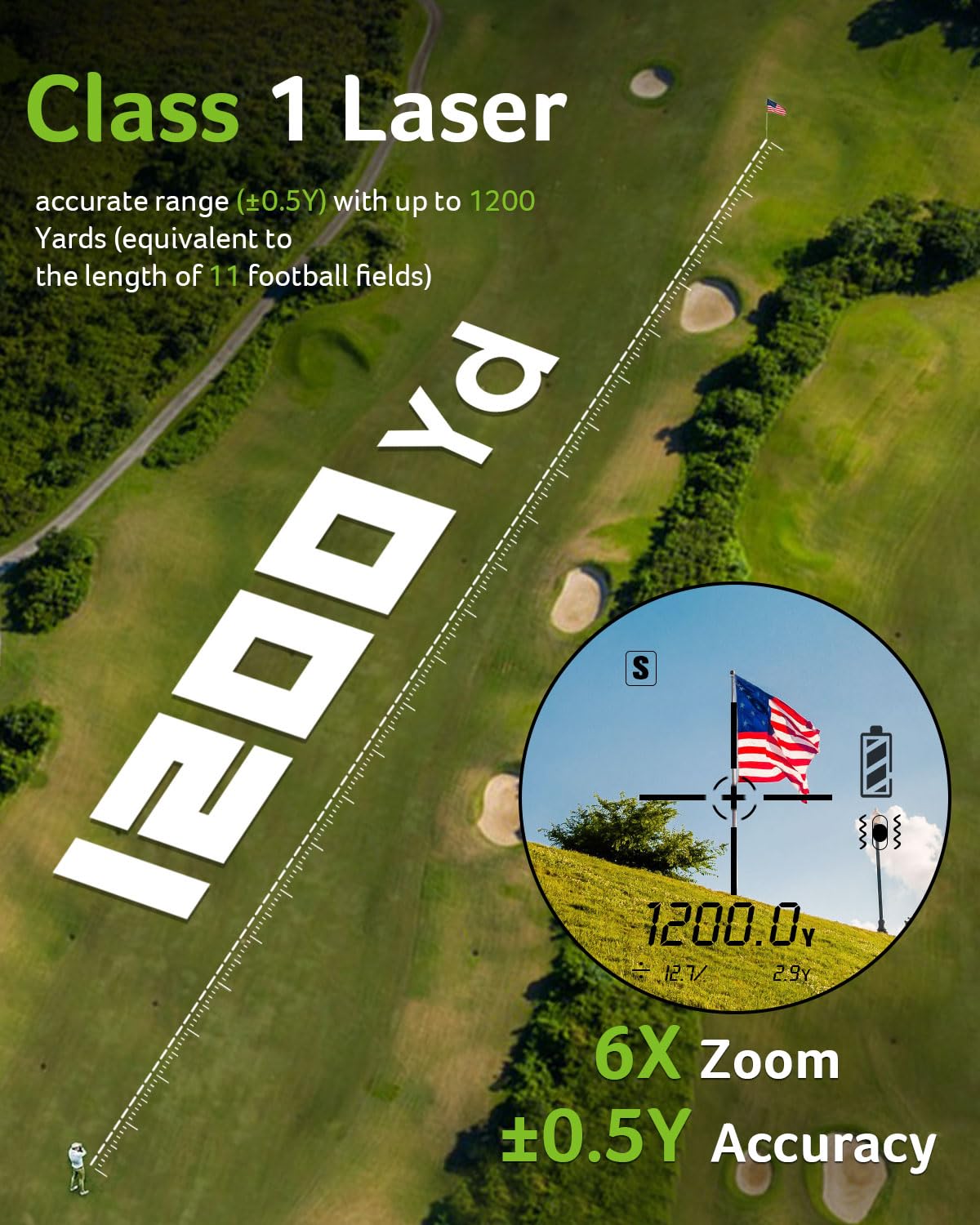 Acer Gadget Golf Rangefinder with Slope On/Off, 800/1200Yards, Golf Gifts