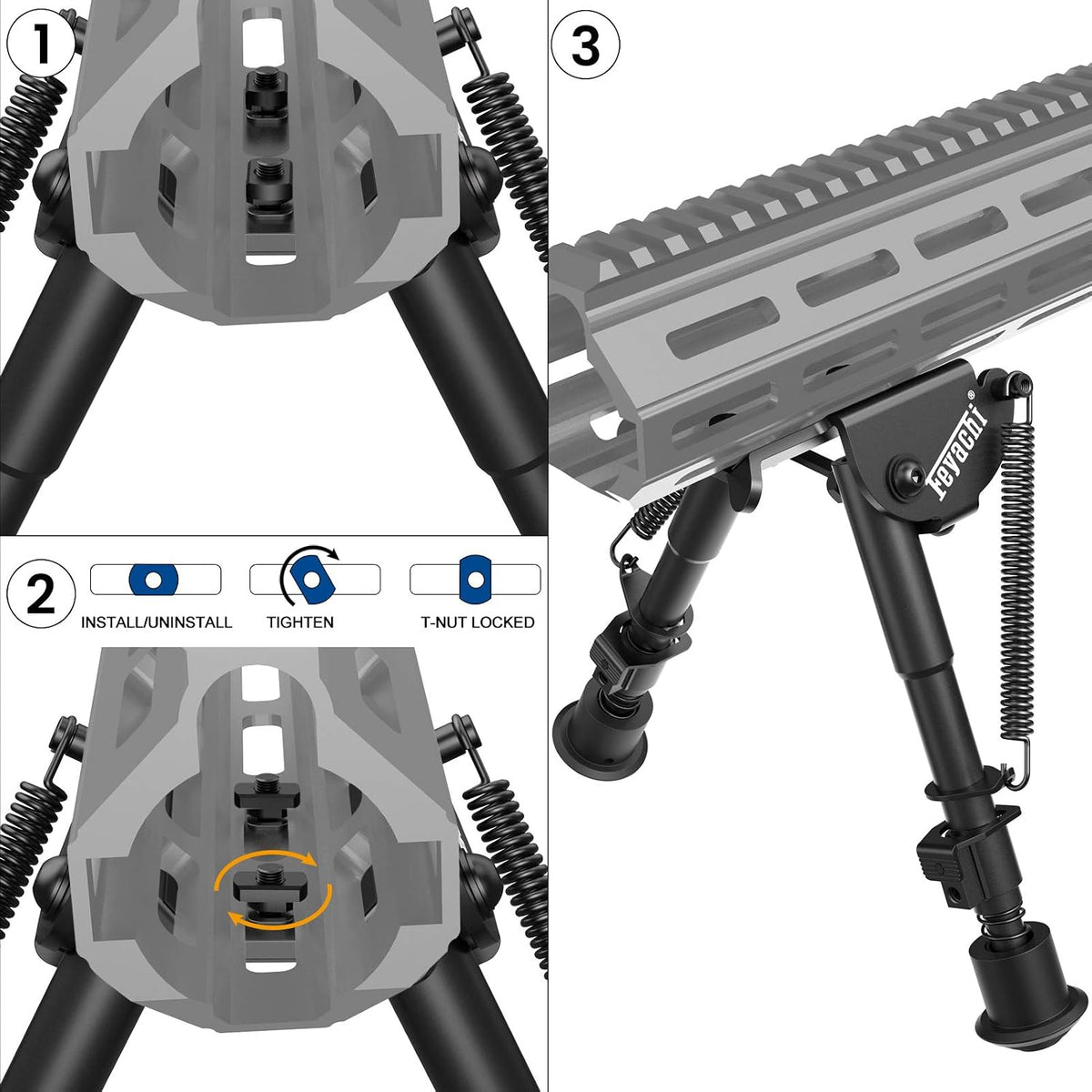 Feyachi B13 Tactical M Lock Bipod 6-9 Inch Lightweight Rifle Bipod Directly Attach to M Lock System for Hunting and Shooting