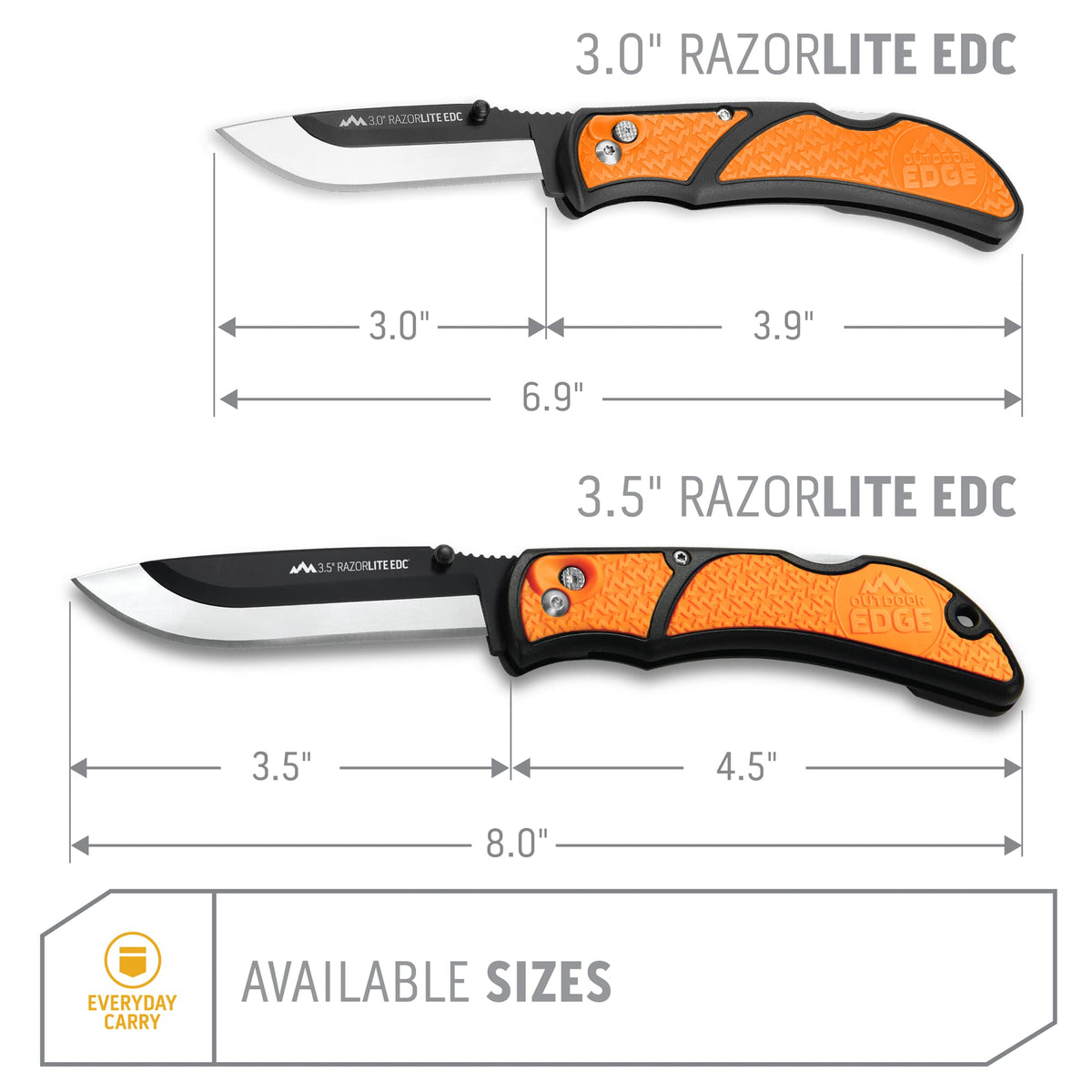 OUTDOOR EDGE 3.5" RazorLite EDC Pocket Knife (Obsidian Black), with Replaceable Blades and Clip, Perfect Carry Knive for Camping, Hunting and Survival, Includes 12 Black Steel Drop Point Blades