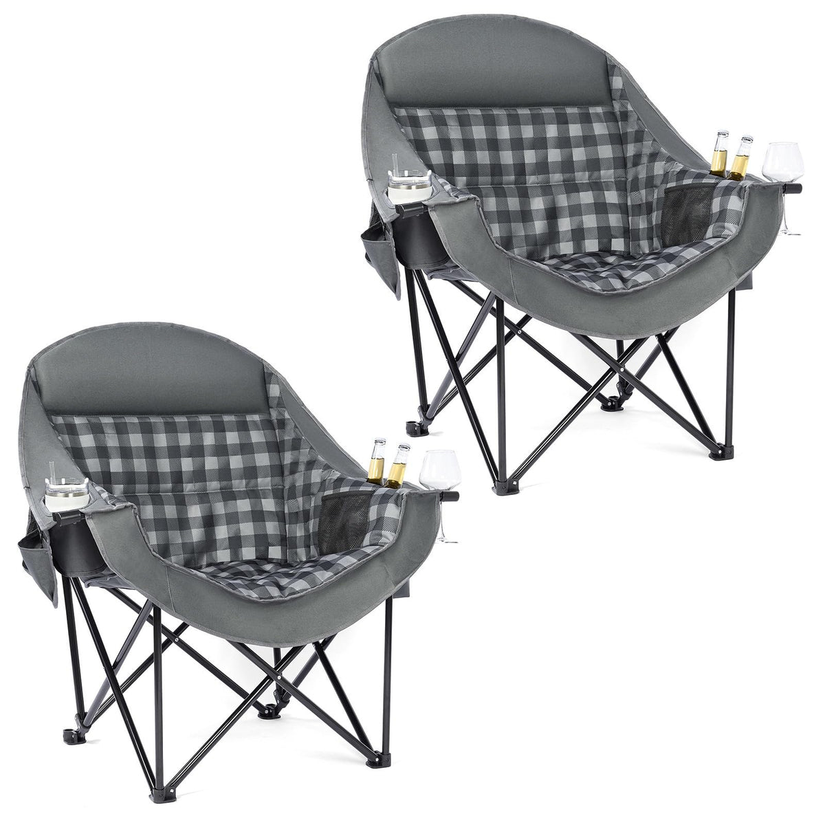 Heated Oversized Camping Chair - Heavy Duty Padded Comfy Warm Outdoor Chair