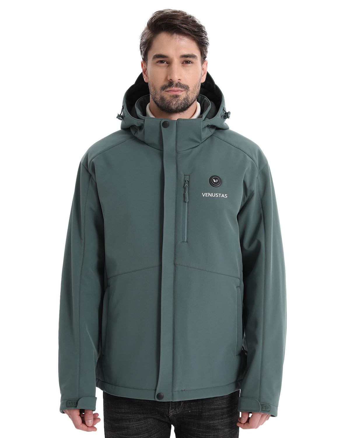 Venustas Men's Waterproof Heated Jacket with Battery & Detachable Hood