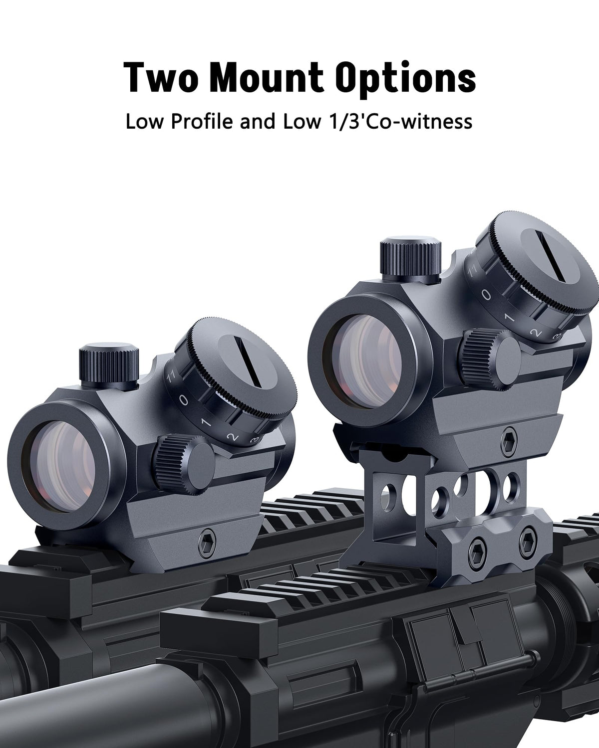 MidTen 2MOA Red Dot Sight 1x25mm Reflex Sight Waterproof & Shockproof & Fog-Proof Red Dot Scope with 1 inch Riser Mount