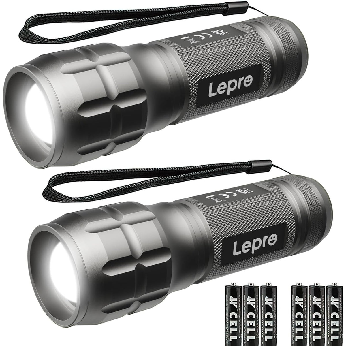 Lepro LED White Light Flashlight, High Lumens Waterproof Adjustable Focus