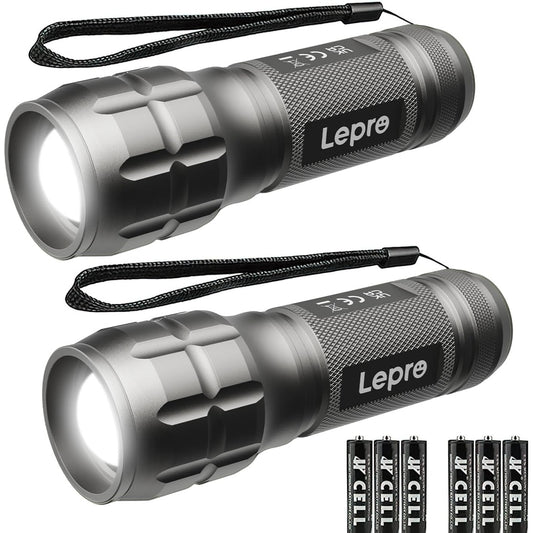 Lepro LED White Light Flashlight, High Lumens Waterproof Adjustable Focus