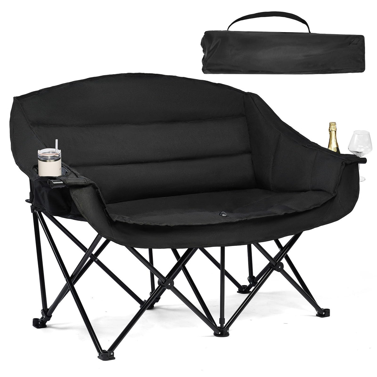 Heated Oversized Camping Chair - Heavy Duty Padded Comfy Warm Outdoor Chair