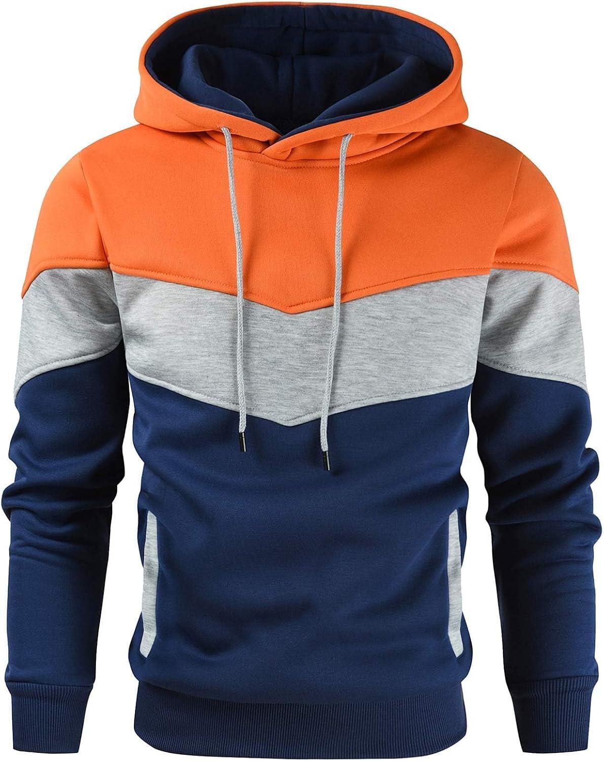 Gesean Men's Novelty Color Block Pullover Fleece Hoodie Casual Sweatshirt