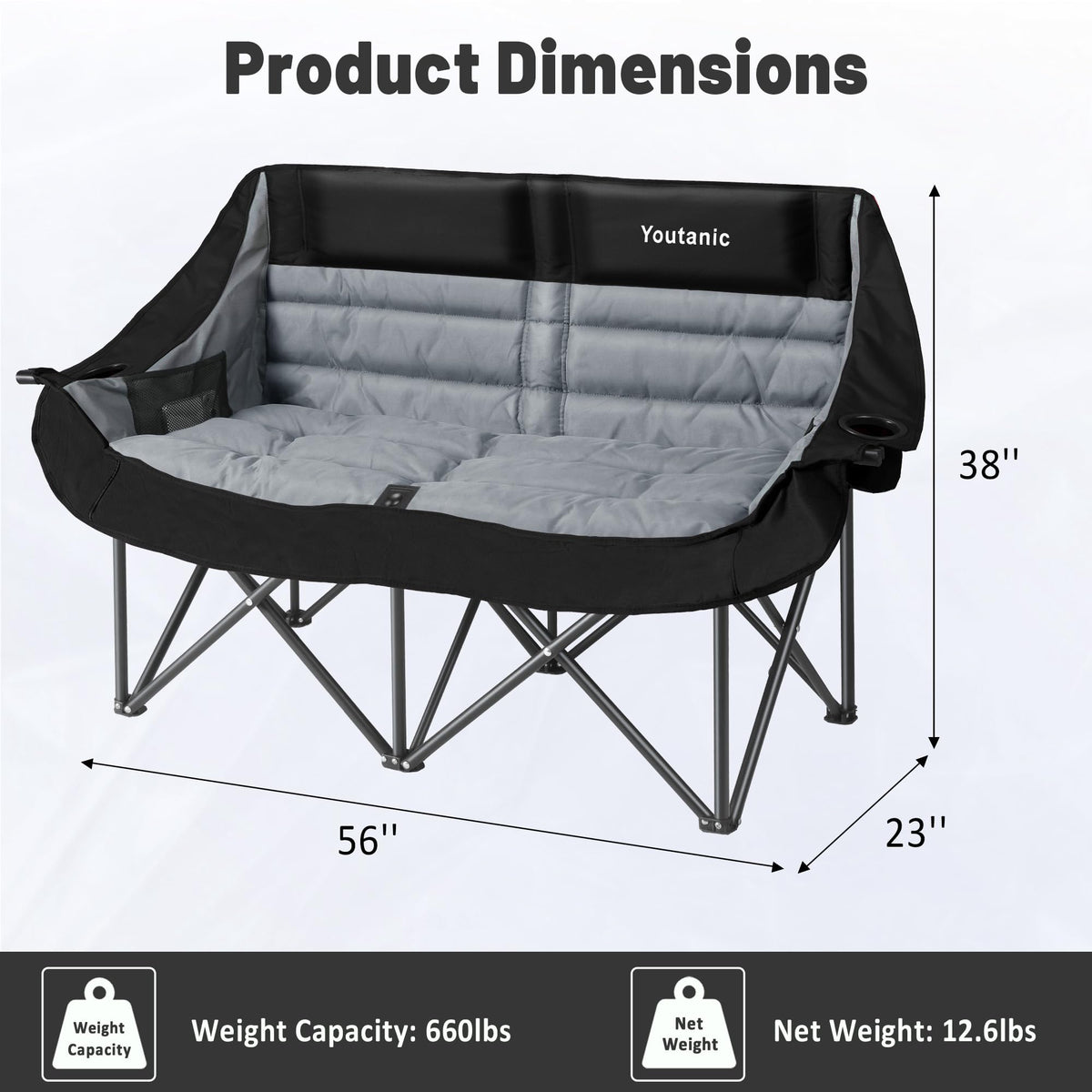 Youtanic Oversized Camping Chair, Portable Folding Camping Chairs