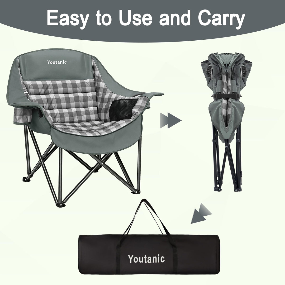 Youtanic Oversized Camping Chair, Portable Folding Camping Chairs