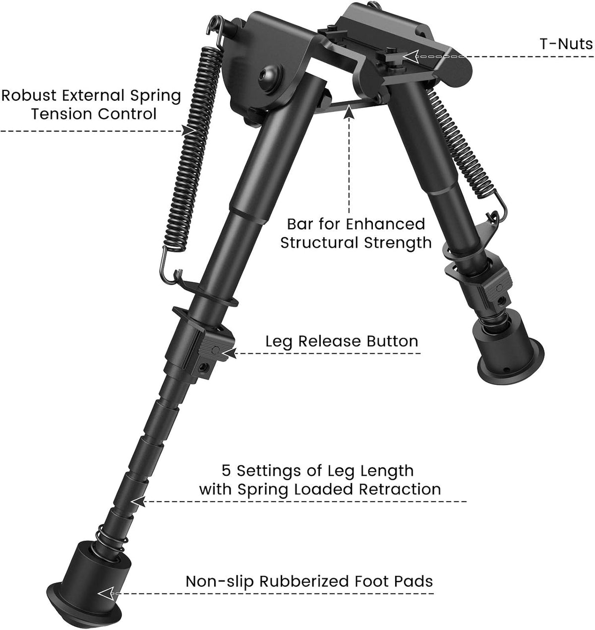 Feyachi B13 Tactical M Lock Bipod 6-9 Inch Lightweight Rifle Bipod Directly Attach to M Lock System for Hunting and Shooting
