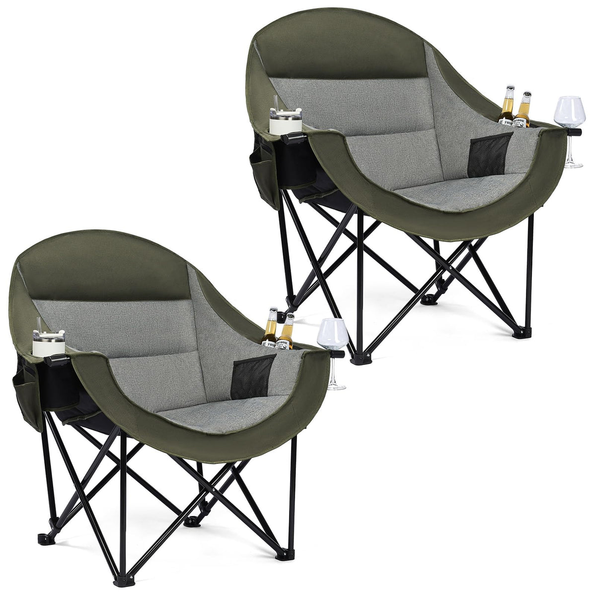 Heated Oversized Camping Chair - Heavy Duty Padded Comfy Warm Outdoor Chair