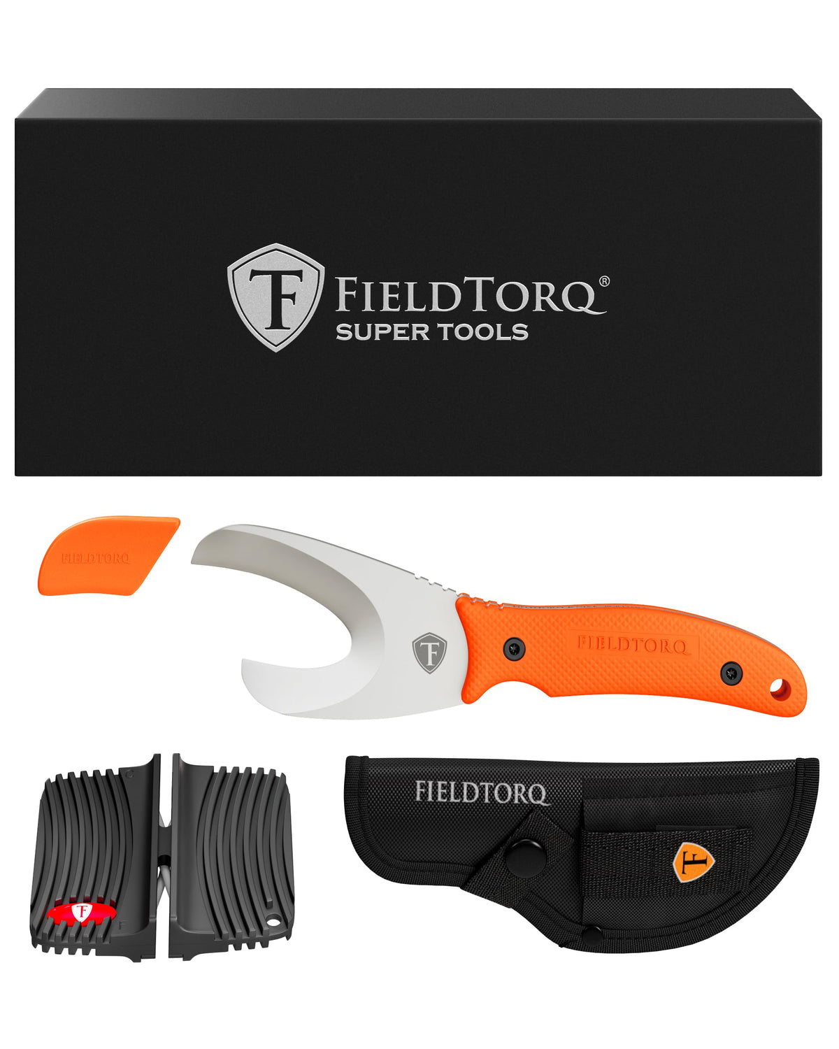 Field Dressing Kit | 3-in-1 Super Tool with Sheath & Sharpener | Gut Hook | Deer Hunting Knife Set | Pakkawood | Men's Hunting Gift Accessory
