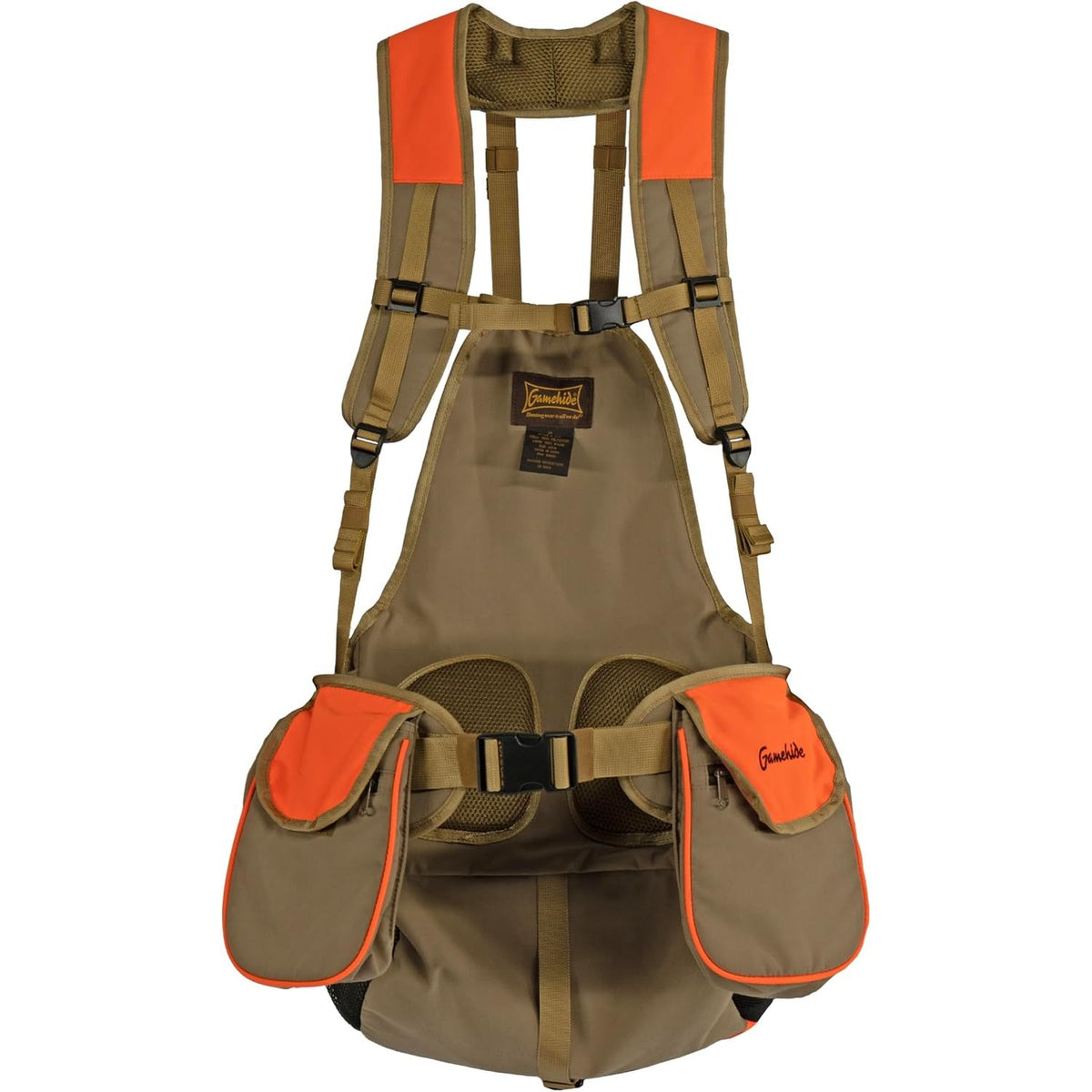 Gamehide Mens Upland Game Bird Hunting Strap Vest Fully Adjusble With Orange Tipping