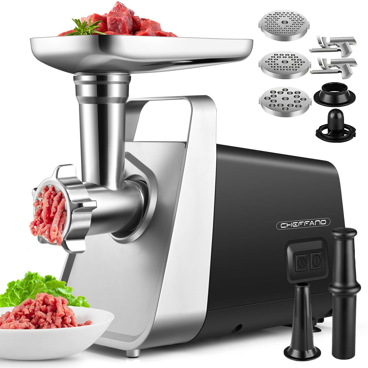 Meat Grinder, 2800W Max Meat Grinder Electric, ETL Approved Heavy Duty Meat Mincer Machine with 2 Blades, 3 Plates, Sausage Stuffer Tubes & Kubbe Kit for Home Kitchen Use
