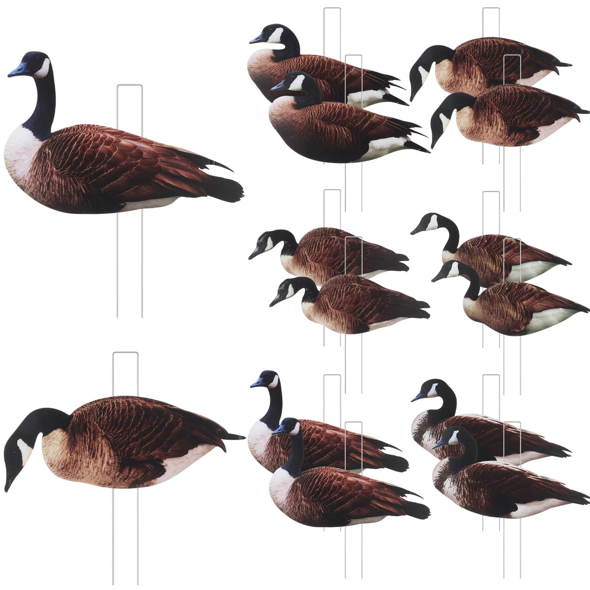 CroBlissful Goose Silhouette Decoys with Metal Stakes Goose Motion Decoys Set Outdoor Hunting Silhouette Stackable Realistic Vivid Easy to Carry for Field Pond
