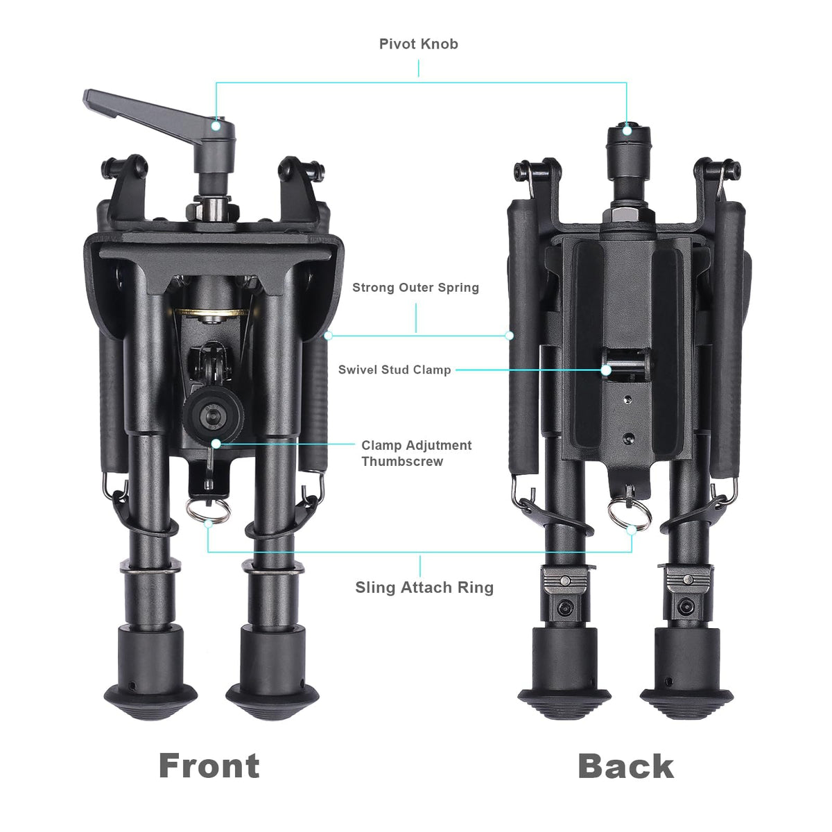 Twod Tactical Rifle Bipod -Adjustable Rifle Bipod Picatinny Rail