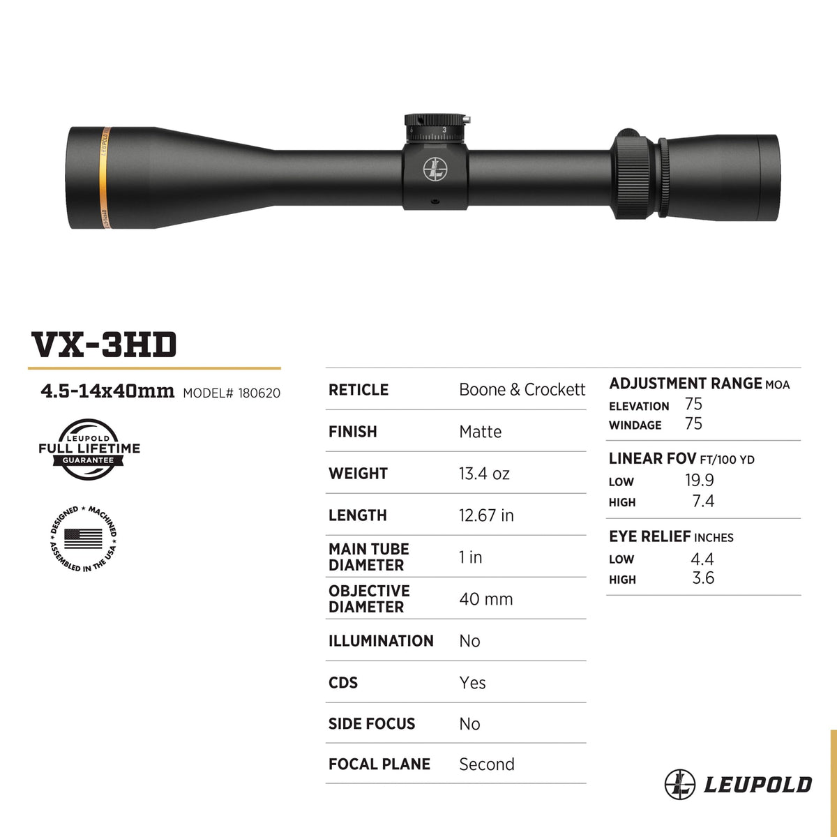 Leupold VX-3HD 4.5-14x40mm Riflescope