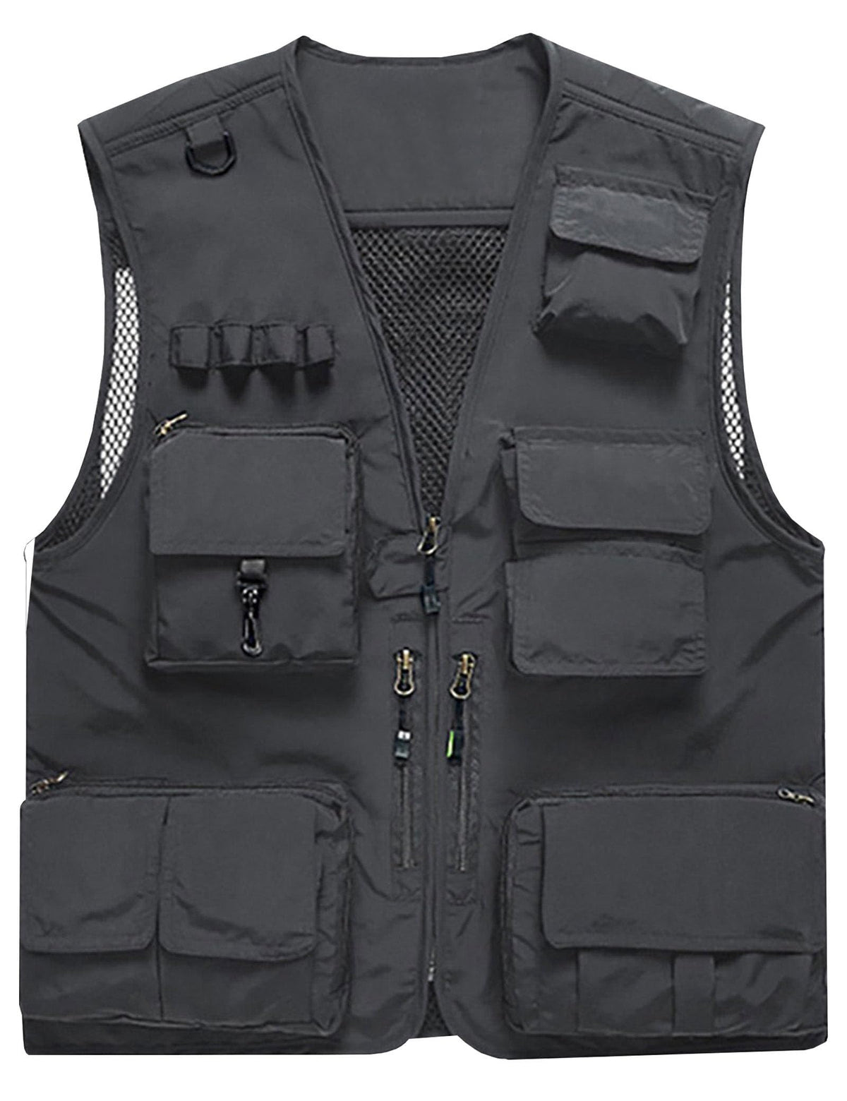 Flygo Men's Casual Lightweight Outdoor Fishing Work Safari Travel Photo Cargo Vest Jacket Multi Pockets